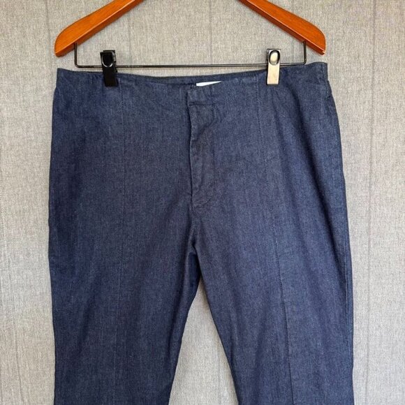 FRAME Pleated High-Rise Bell Bottom Flared Dark Blue Denim Jeans Size 32 - Picture 5 of 15